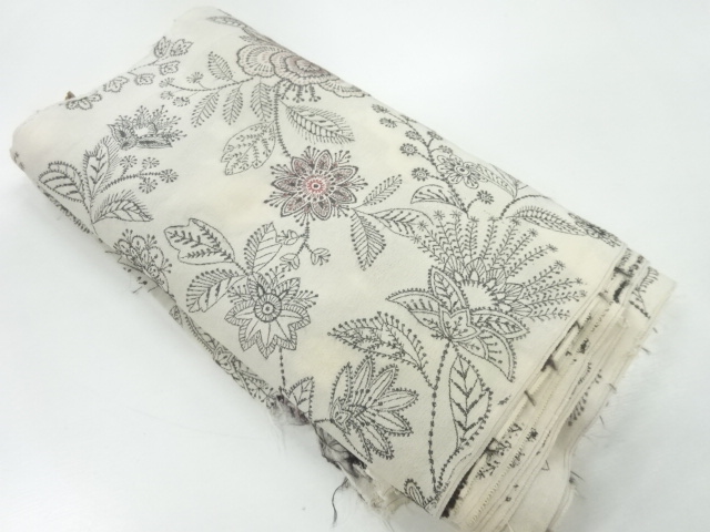 アンティーク　花模様織出し羽織洗い張り